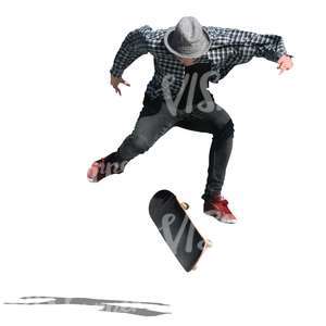 cut out man doing a stunt on the skateboard