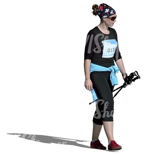 cut out woman doing nordic walking