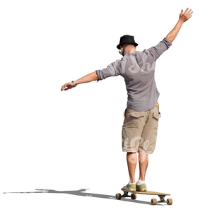 cut out man riding a skateboard