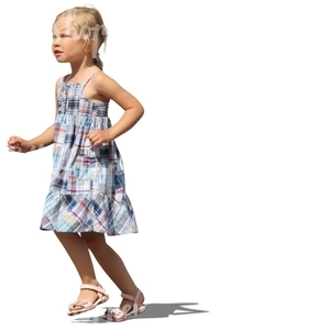 cut out blond girl in a summer dress running