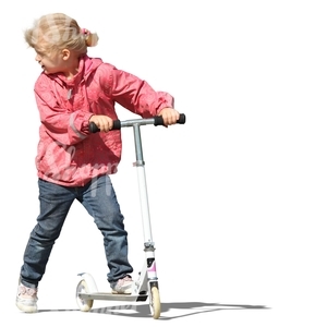 cut out blond girl riding a scooter
