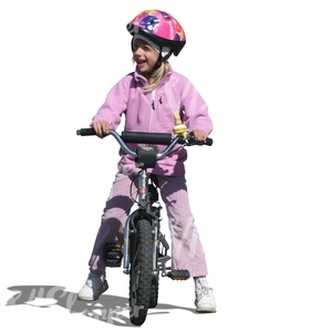 cut out girl with a helmet riding a bike