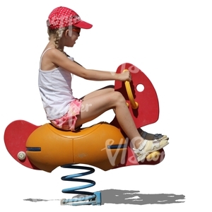 cut out young girl playing on the playground