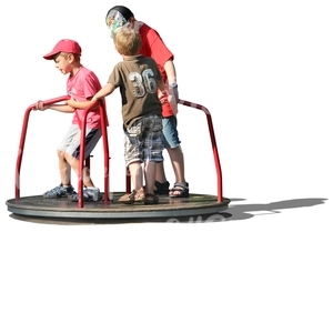 cut out three boys playing on the playground