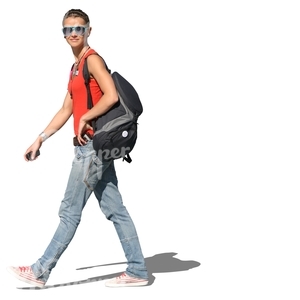 cut out woman carrying a sports bag walking