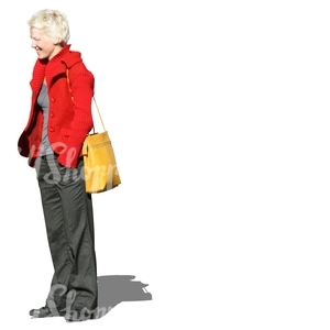 cut out woman in colorful clothes standing