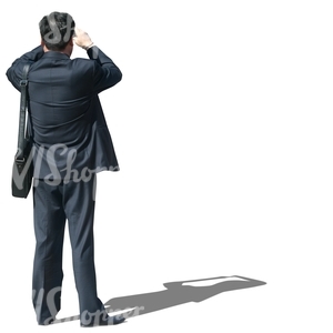 cut out asian businessman standing and taking a picture