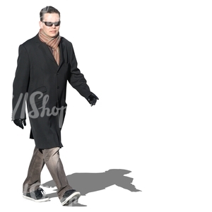 cut out man in a winter coat walking