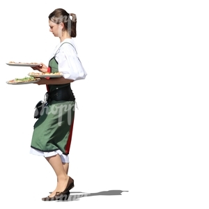 cut out waitress carrying plates