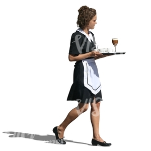 cut out waitress carrying a tray