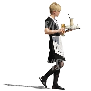 cut out waitress carrying a tray