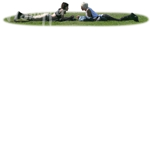 two women lying on the grass