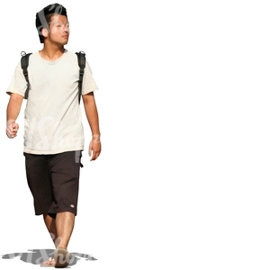 cut out asian man walking