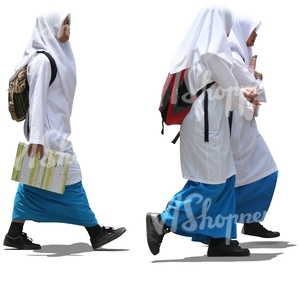 cut out muslim schoolgirls walking