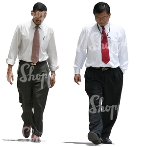 two Asian  businessmen walking