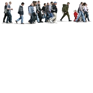 cut out group of people walking