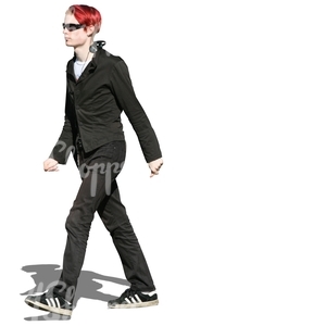red-haired man walking