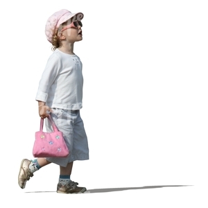 young girl with sunglasses walking