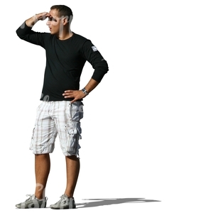 man looking at smth