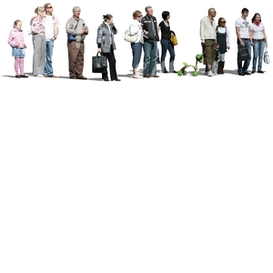 group of people standing in a row