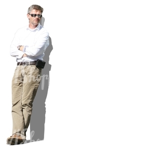 man leaning against the wall