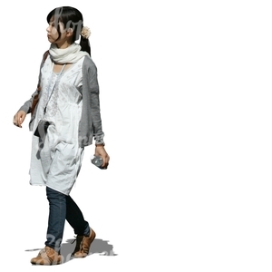 asian woman walking