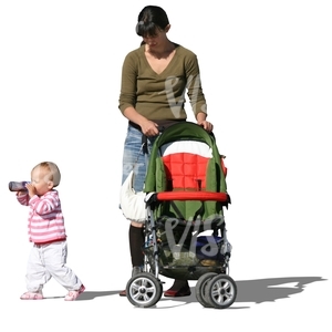 woman walking with her small child