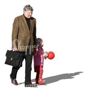 father and daughter walking hand in hand