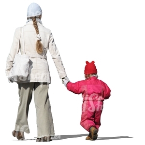 mother and daughter walking hand in hand
