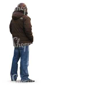 black man in a winter jacket standing