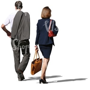 businesman and businesswoman walking