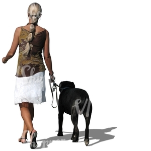 woman walking a dog