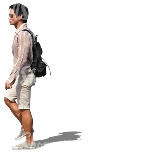 man in shorts walking