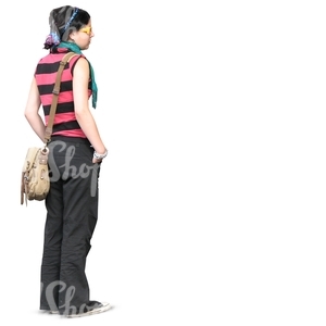 woman in a colorful outfit standing