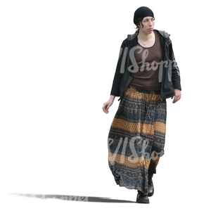 woman in a long skirt walking