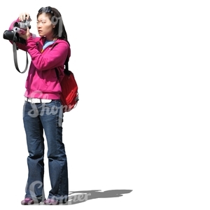 asian woman taking a picture