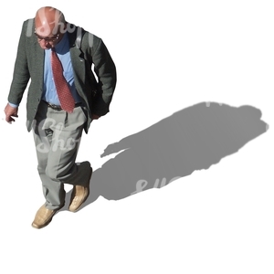 elderly man in a suit seen from above