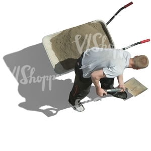 worker with a spade seen from above
