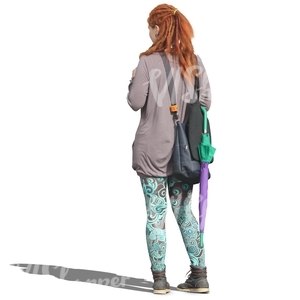 red-haired woman standing