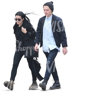 young woman and man walking