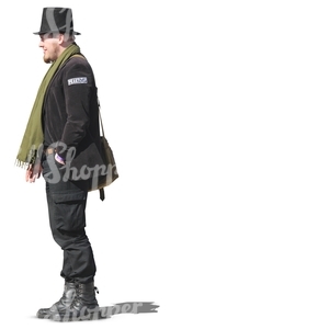 man wearing a top hat standing
