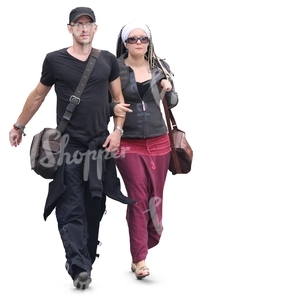 man and woman walking arm in arm