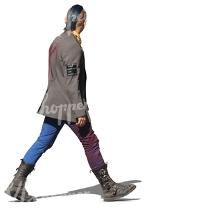 a punk walking in springtime