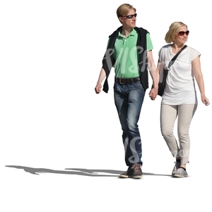 man and woman walking hand in hand