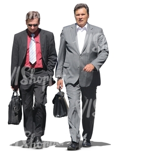 two businessmen with briefcases walking
