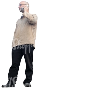 man talking on the phone seen from below