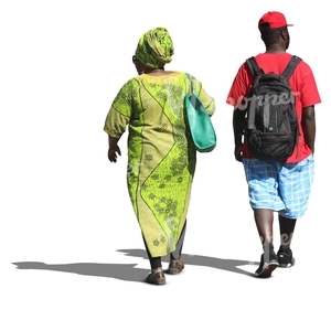 black woman and man walking