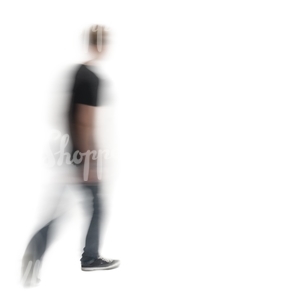 motion blur image of a young man from back