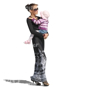 woman holding a child in her arms