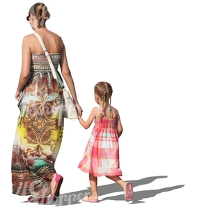 mother and daughter walking hand in hand